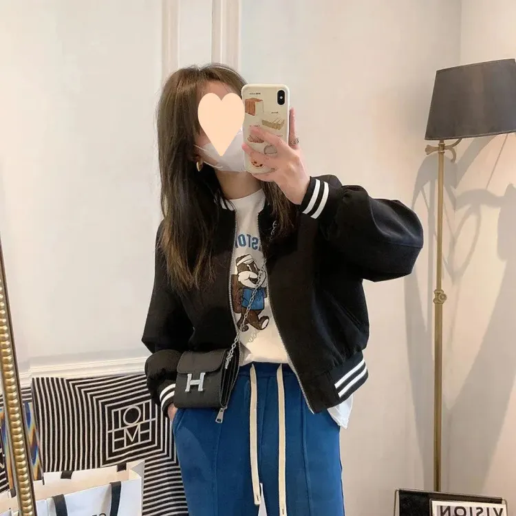女士春秋新款韩版时尚休闲宽松短款棒球服外套百搭洋气