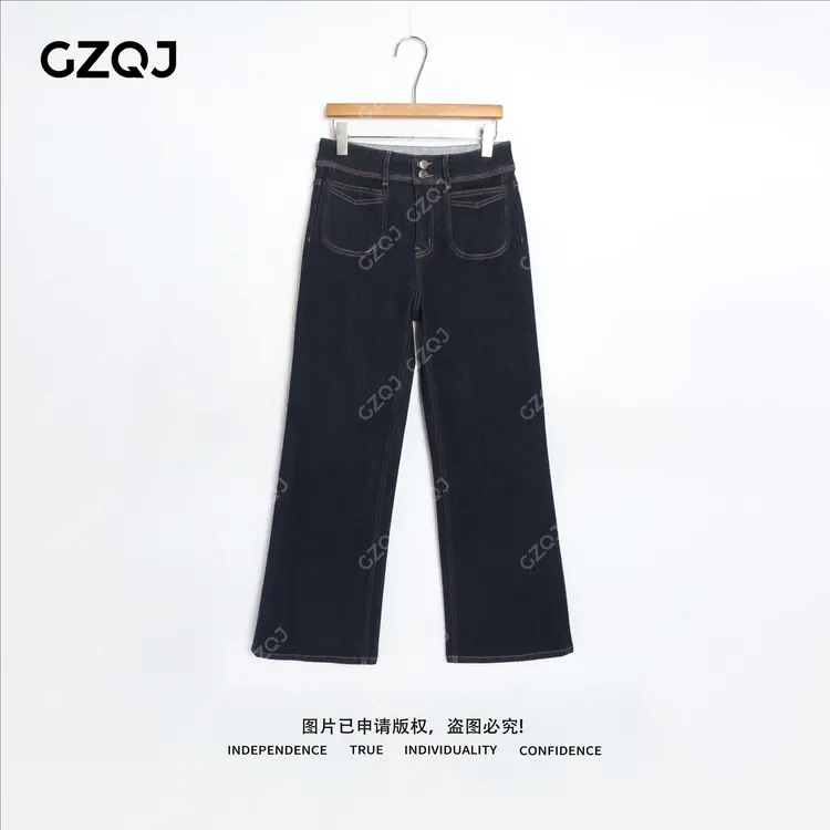 老琴私服 【腿精神裤】加绒显瘦时尚原牛色直筒牛仔裤女冬季新款69