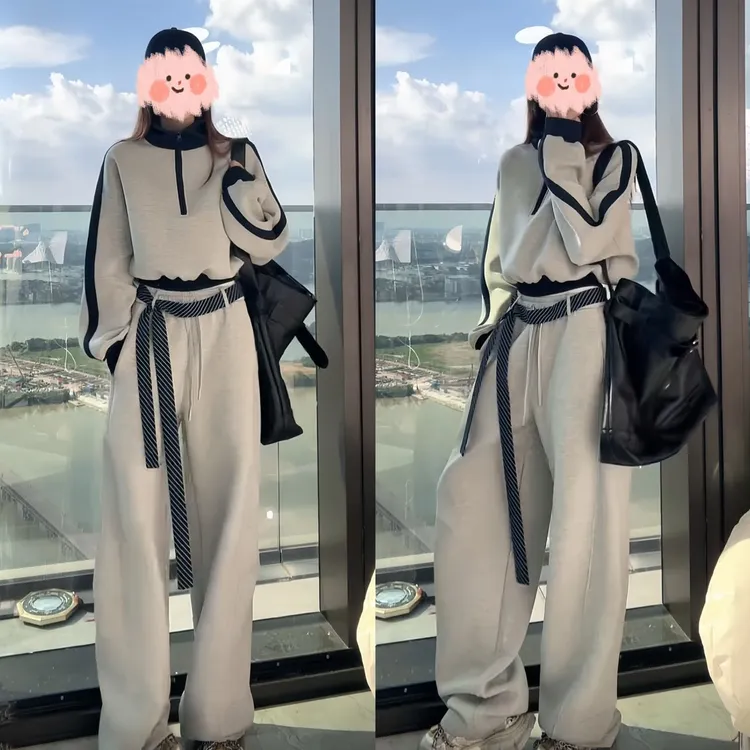 2025早秋新款艺术风百搭休闲宽松时尚气质卫衣显瘦阔腿裤俩件套