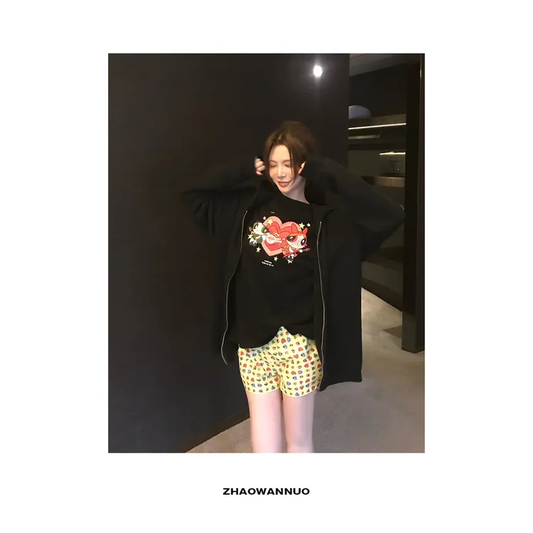 ZHAO WANNUO 丨26新款26飞天小女警千禧数码印花休闲裤WNX0773