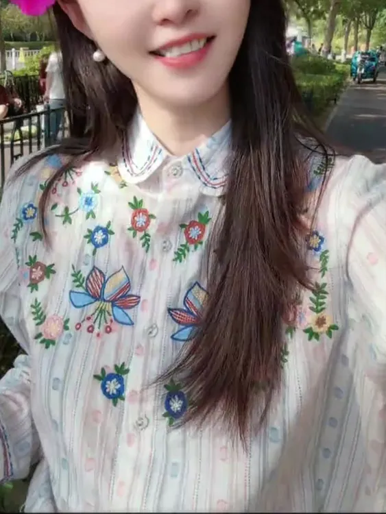 文艺POLO领碎花上衣女2025早秋简约舒适时尚休闲温柔慵懒百搭小衫