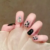 【短圆】黑晶石豹纹穿戴甲甜酷美甲贴片24片可拆卸指甲手工①