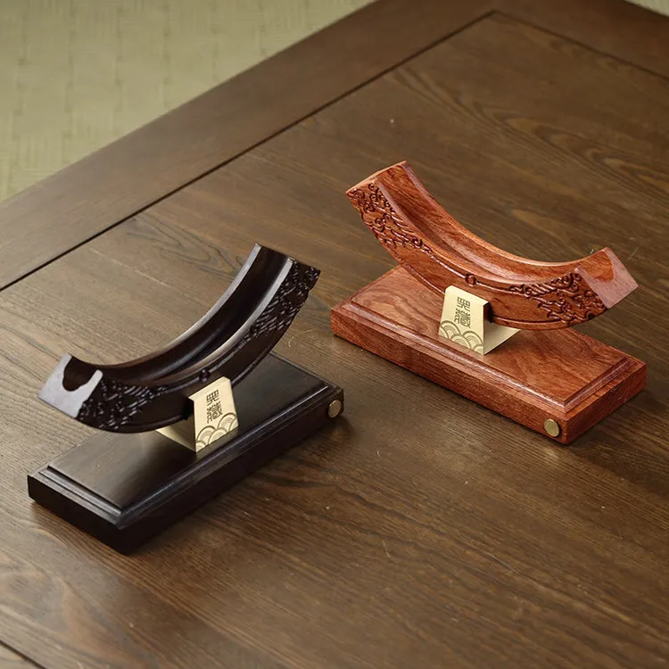 黑檀普洱茶架子实木茶托茶饼架支架茶叶饼茶架展示架茶具配件