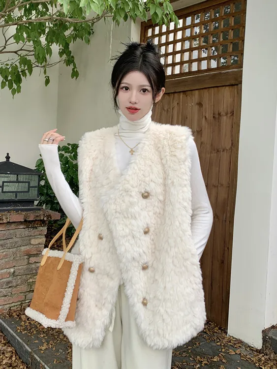 【现货+运费险】气质V领名媛春季女拼接百搭纯色冬季纽扣马夹