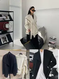 拼接短款长袖法式秋冬毛呢外套