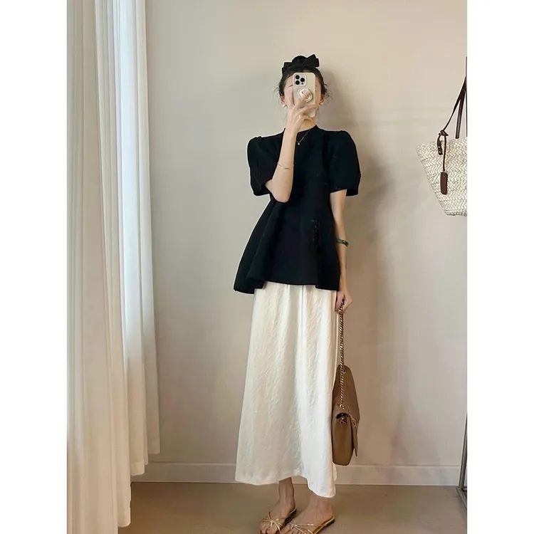 B2025法式桔梗两件套装女装轻奢遮肚子显瘦御姐风温柔风气质连衣