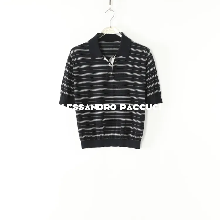 AP洛哥53042ST【黑标系列】日本进口三醋酸POLO领间色条纹套头衫