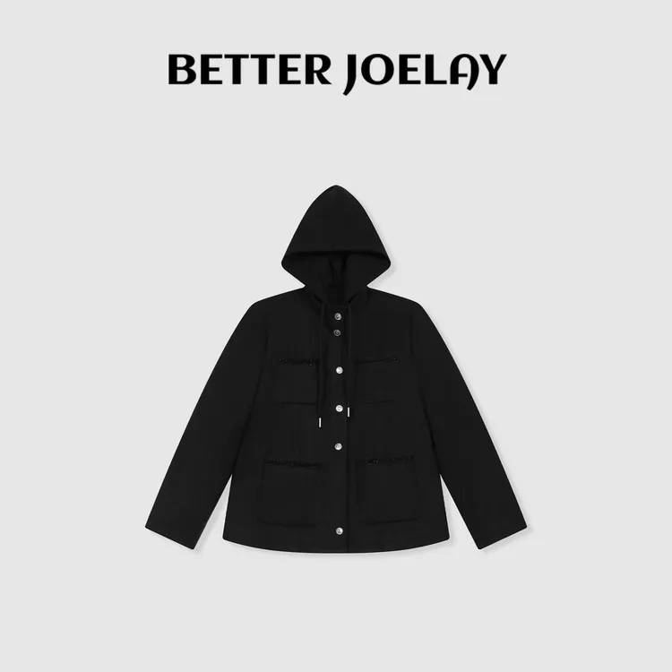 BETTER JOELY -【黑色连帽】时尚外套宽松韩版百搭通勤风GG0354