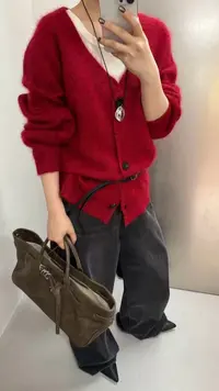 03271 v领慵懒百搭软糯舒服秋冬新款针织开衫