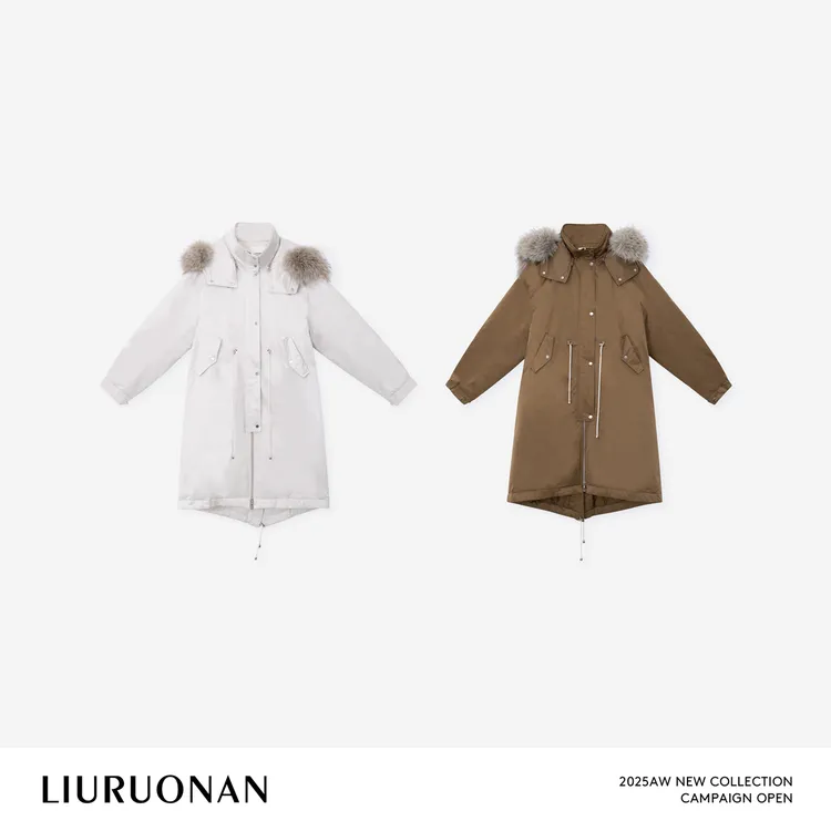 LIURUONAN 25WIN【极地鹅绒派克服】立领抽绳款羽绒服/可拆卸毛领