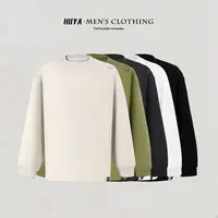 虎牙兄弟秋冬炽芯双面暖绒休闲宽松打底衫纯色内搭圆领T恤M66852