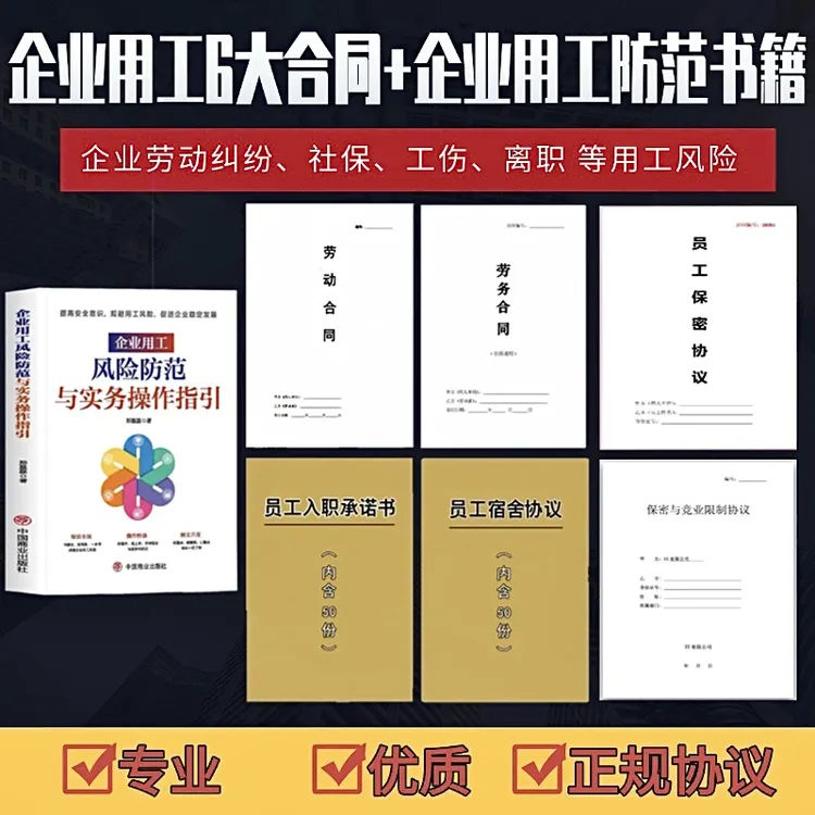(纸质版)企业6大合同+用工风险规避书籍个体户处理照片衣服1本
