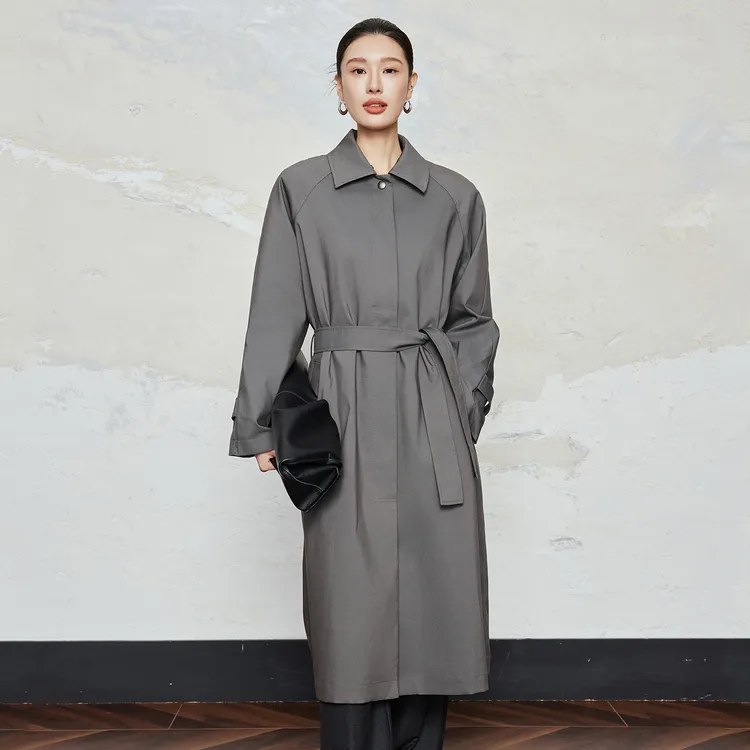 【清仓】高个子女生格雷系高支高密宽松高挑静谧风衣