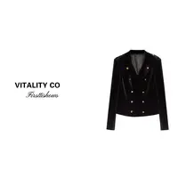 「VITALITY COCO」24秋冬时尚黑色 高端丝绒上衣感气质休闲外套-363