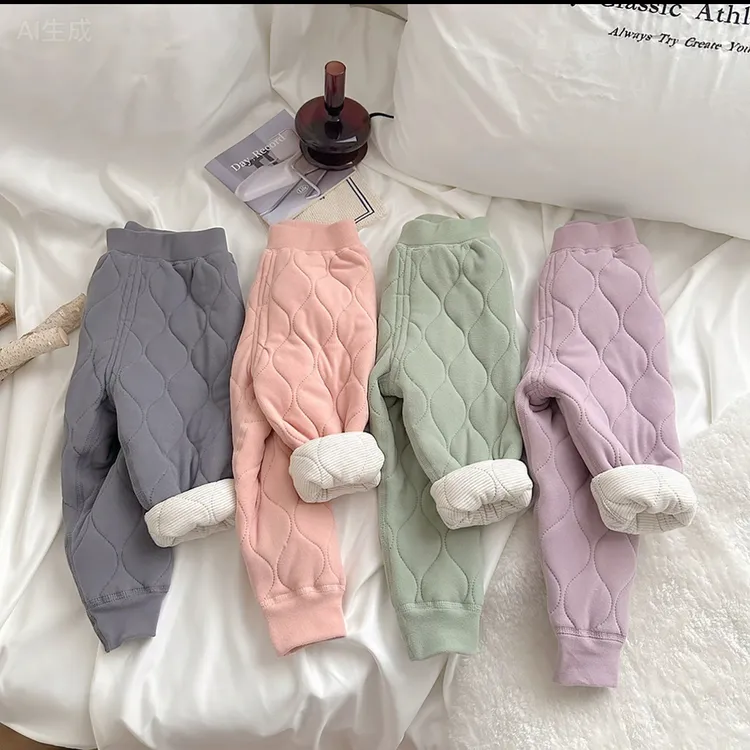 【蚕丝羊毛加厚校服神器棉裤】儿童保暖上衣秋冬三层夹棉内穿棉裤