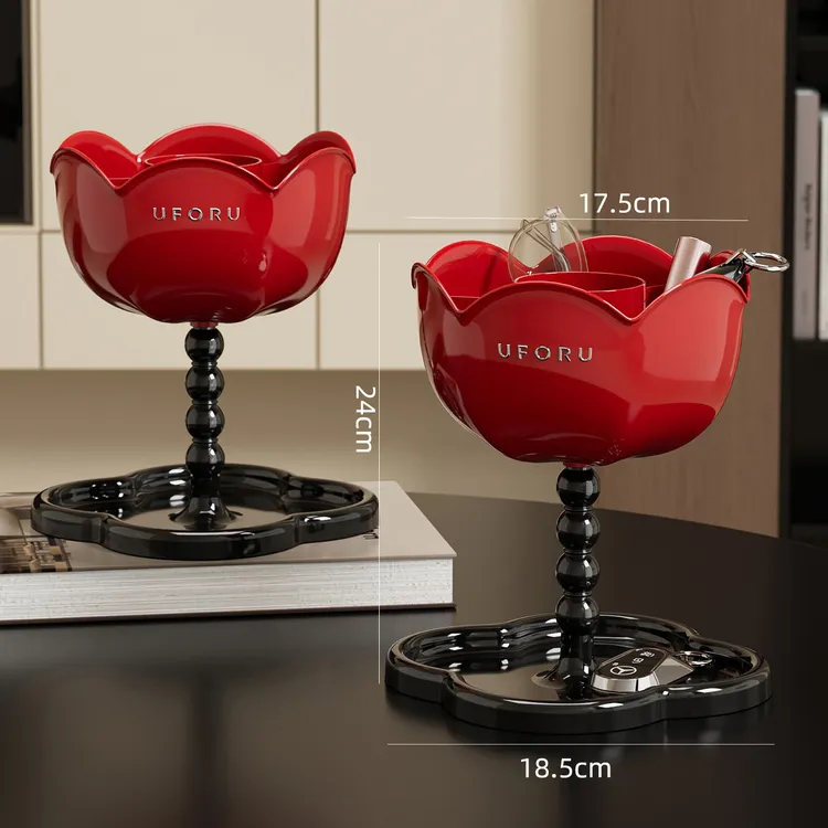 橱明星家用花朵桌面分格收纳盒复古四叶草置物架玄关钥匙收纳架