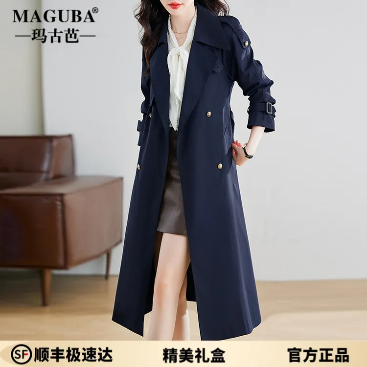 玛古芭长款气质风衣2025新款春秋季女士百搭高级感英伦风时尚外套