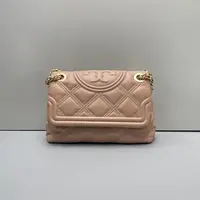 95新 TORY BURCH/汤丽柏琦 fleming粉色链条包 23*17*9cmD121804