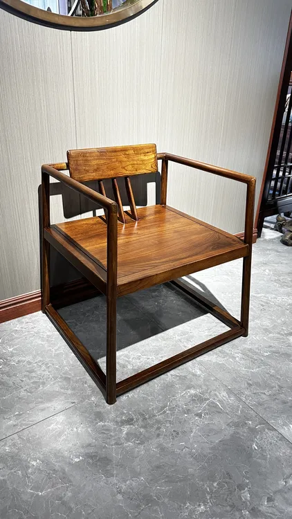 全榫卯结构全榆木四遍打磨四遍喷漆方隅茶椅椅子客厅家用实木椅子