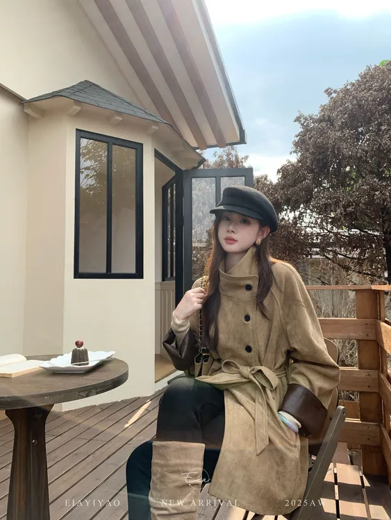 EIA一尧【安徒生旧梦】韩系复古慵懒气质风衣女英伦风miu系百搭外套