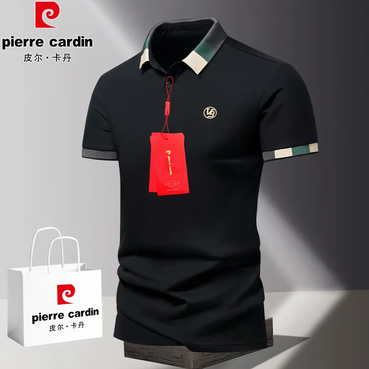 皮尔卡丹夏季新款休闲男士透气冰丝短袖polo衫修身T恤半袖翻领潮t