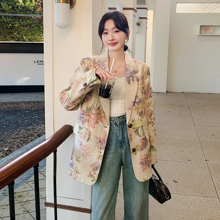 新款设计感小众绝美印花西装306cx2501p145k218