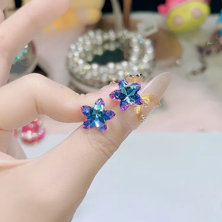非金属莫桑石耳饰 7777紫色施家小花耳钉