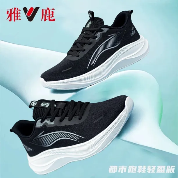 V/雅鹿透气减震亮片跑步鞋运动鞋女子夏季跑鞋飞织鞋子跑鞋防滑