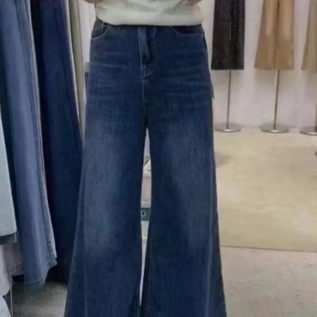 垂ooh 0017宽松韩阔腿牛仔裤女2025新款休闲版瘦高显腰hha搭百感