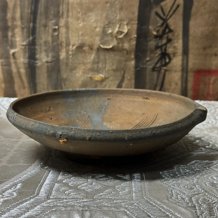 石爆壶承·日本备前烧·柴烧·硕大石爆·荒蛮侘寂·片口壶承