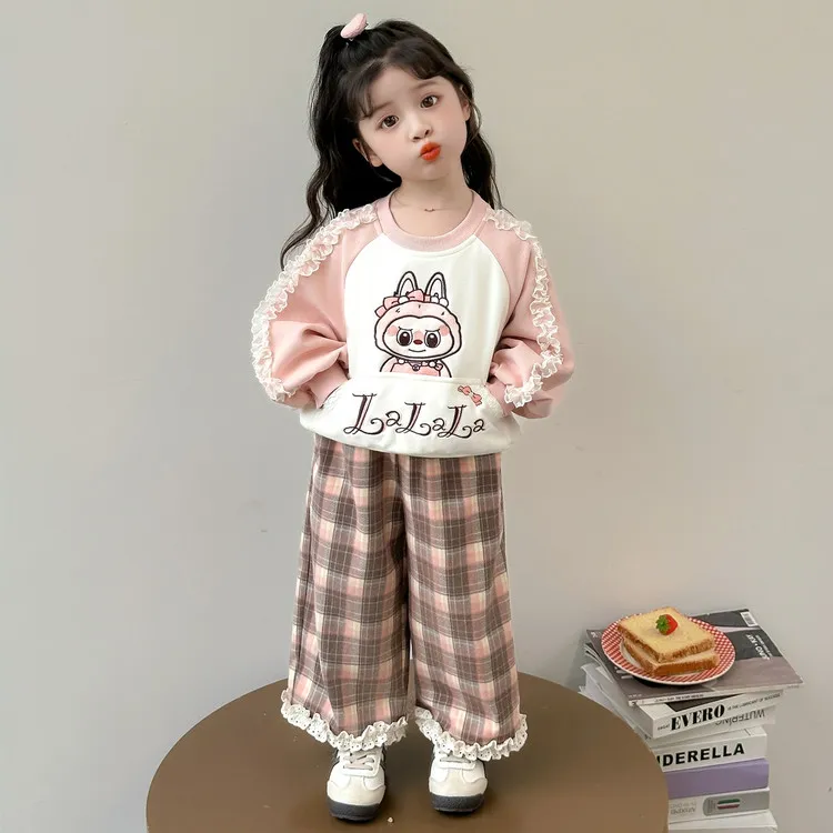 女童套装春秋季2025新款小童洋气儿童秋装卫衣阔腿裤宝宝时髦衣服