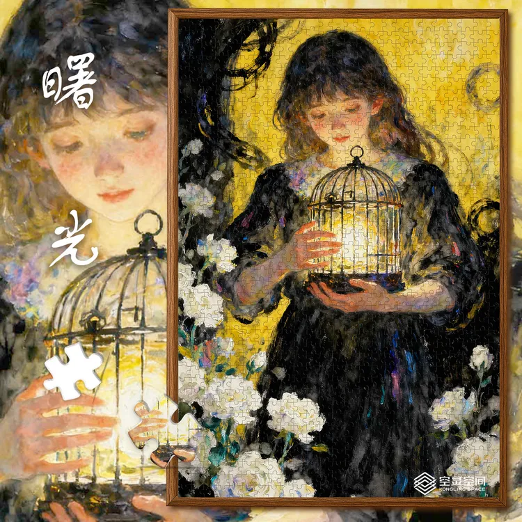 空灵空间原创曙光的女孩1000片木质异形高难度拼图客厅装饰画送礼