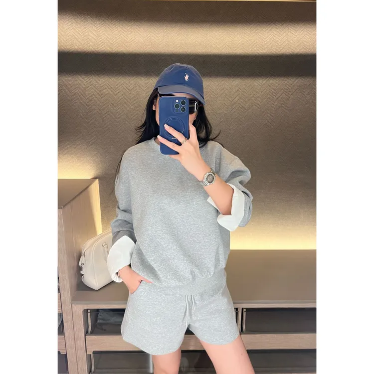 RRB Design「休闲日常」美式极简时髦慵懒手袖拼接假俩件圆领卫衣