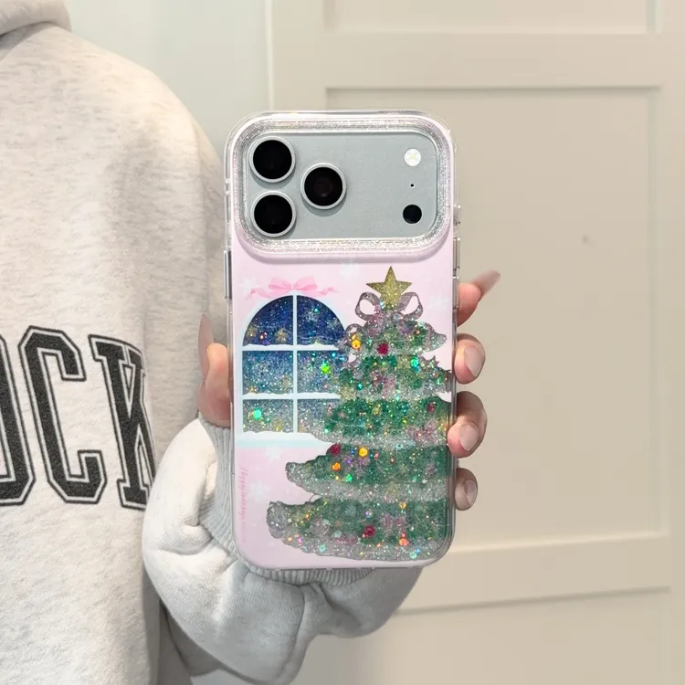 【包相机键】窗台圣诞树适用于iPhone17promax苹果16/15/14手机壳