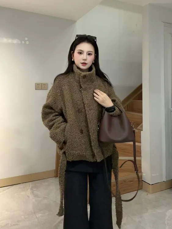 【冬季暖阳2.0】2025秋冬韩系立领加厚夹棉保暖小个子大衣毛呢外套