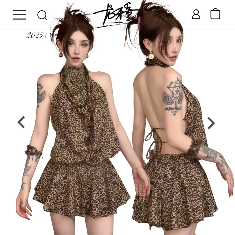 龙怼怼推荐【淑女豹化期】显瘦夏季法式复古碎花连衣裙小众印花无袖