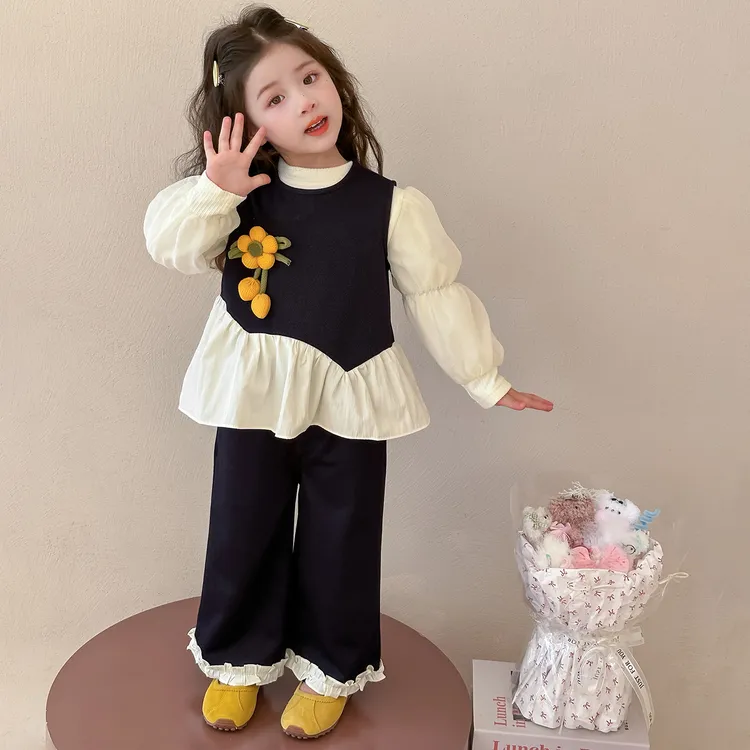 女童春秋款套装2025新款洋气时髦儿童向日葵女孩宝宝秋季秋装早秋