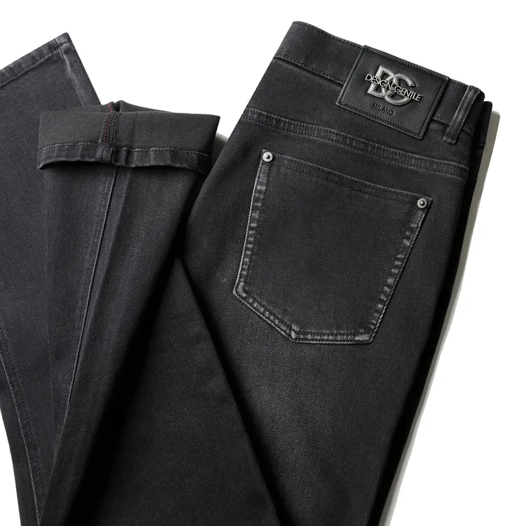 男装2025秋冬新款休闲风百搭黑灰色柔软弹力直筒牛仔裤