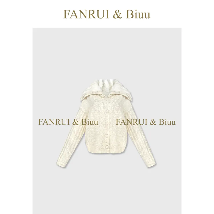 FANRUI/泛芮「非遗织语」羊毛软糯毛领拼接气质减龄针织毛衣B19658