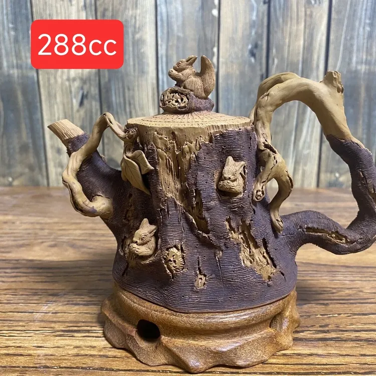 三只松鼠紫砂壶 宜兴紫砂壶名家纯手工原矿紫砂 苏小灵雕刻精美