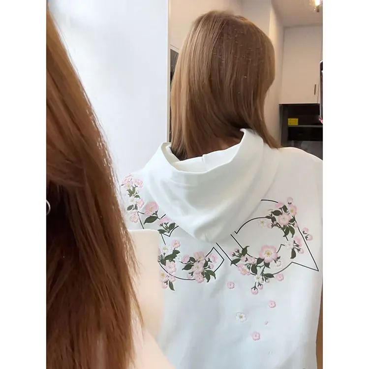 刺绣卫衣女秋季新款国风植物花卉绣花设计感百搭宽松重工连帽上衣