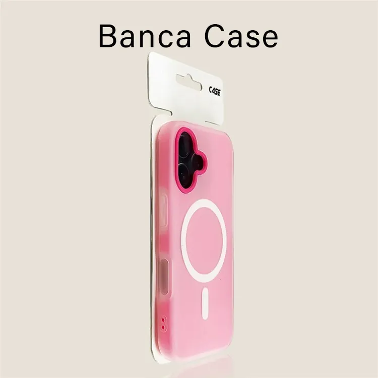 BANCA玫红磁吸肤感果冻二合一适用苹果16/15promax手机壳14/13/12