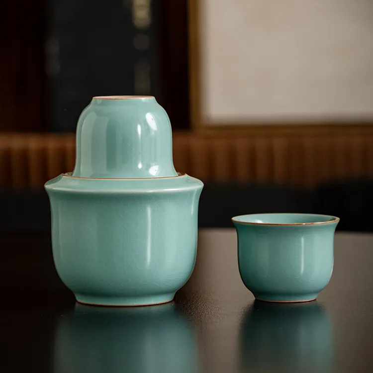 汝窑温酒器老式中式烫酒壶家用暖酒热陶瓷白酒黄酒酒杯酒器温酒壶