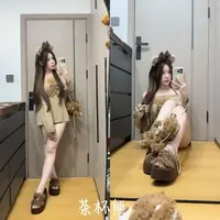 【元气喵】手作系列默认微瑕 茶杯熊 宽松上衣