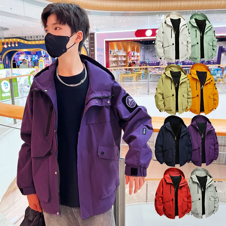 【青少年系列】连帽防水冲锋衣外套2025年球季新款户外学生大码童装