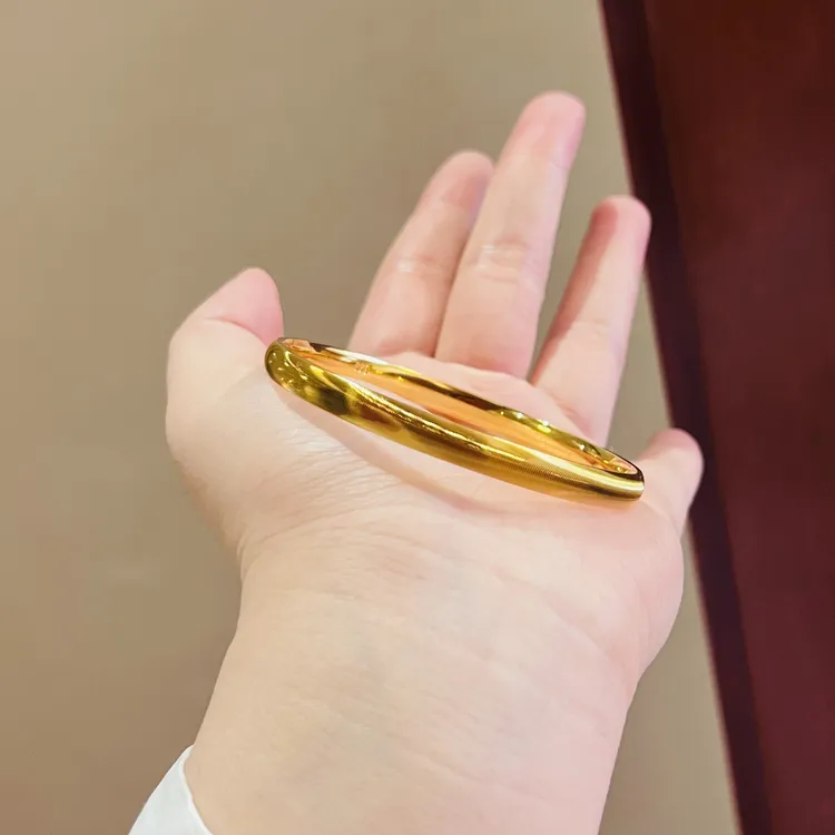 铜合金手镯 强保色精美铜合金手镯素圈手镯金色渐变爆闪轻奢镯子