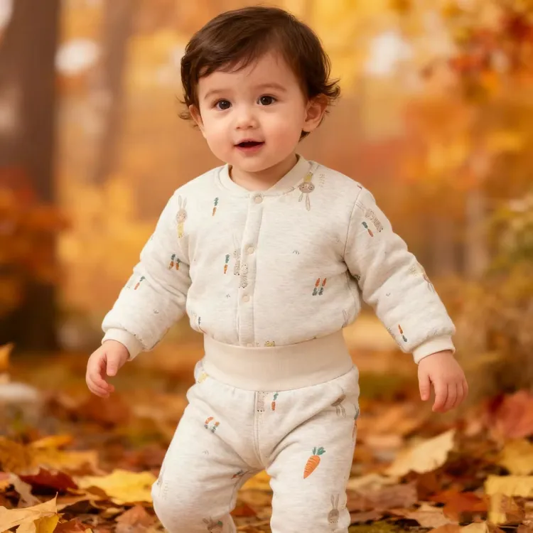 【萌】秋冬夹棉加厚分体套装棉衣宝宝冬装两件套保暖棉服新款