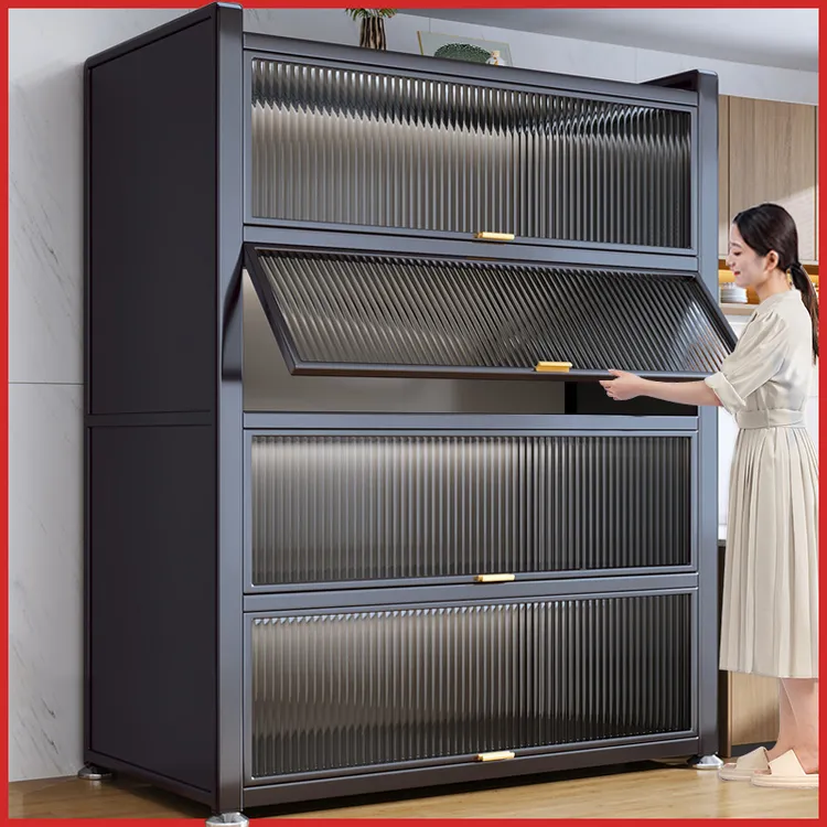 家用钢制餐边柜落地多层家用收纳储物柜多功能微波炉烤箱置物架商品图