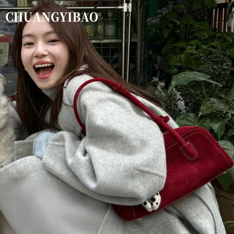 咖色保龄球腋下包包女2025新款秋冬高级感小众通勤百搭单肩手提包