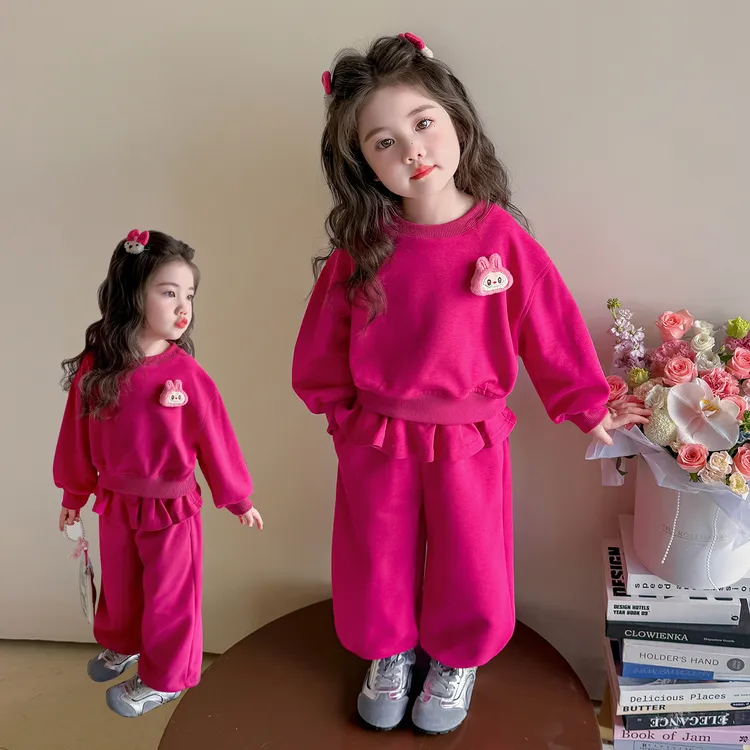 女童洋气卫衣套装儿童春秋季新款女宝宝屁帘休闲两件套小女孩时髦